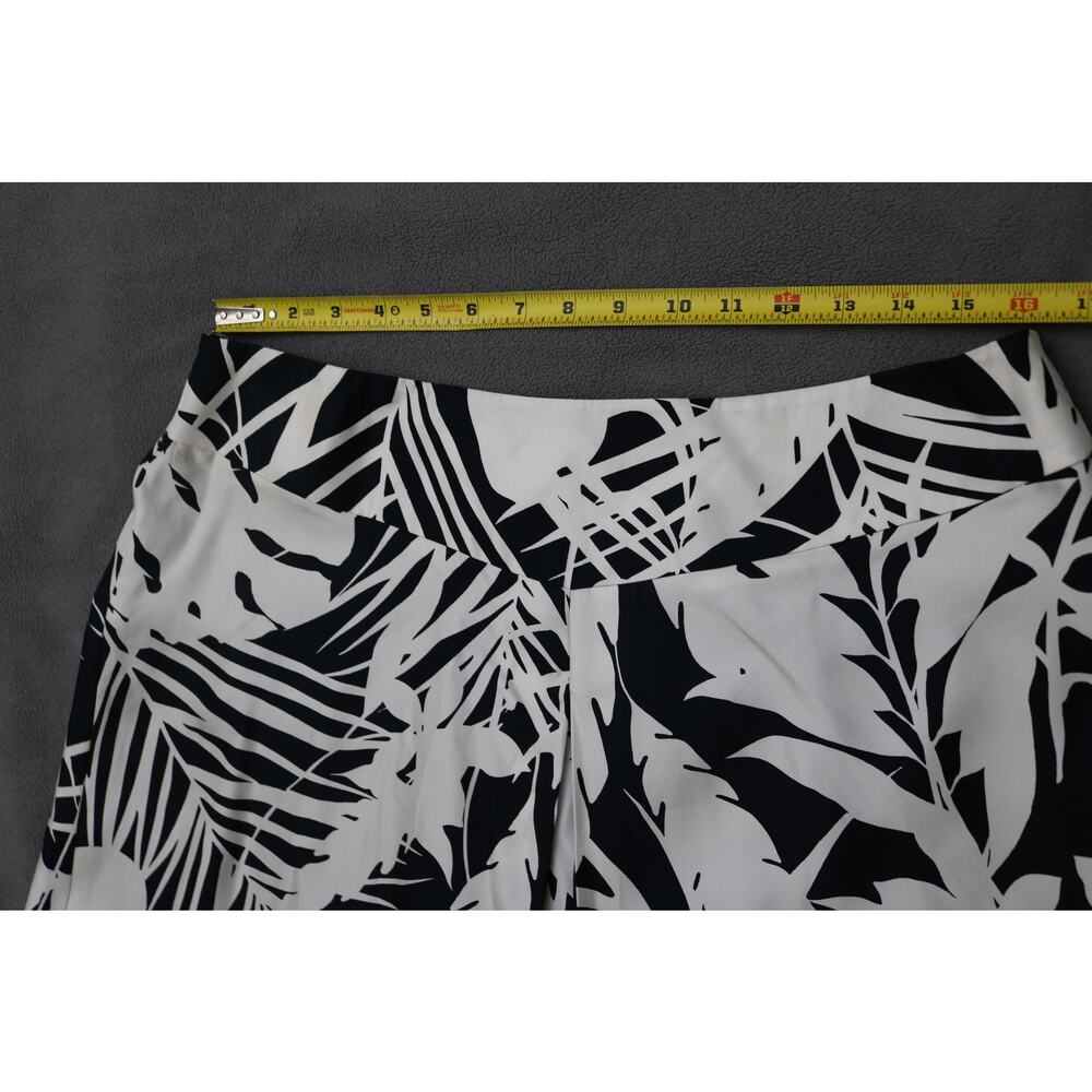 ANN TAYLOR ALine Midi Skirt Womens Size 14 Black White Tropical Palm Trees Silk - Picture 3 of 13
